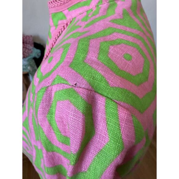 STS Sail to Sable 100% Linen Pink & Green Print Mini Dress Cover-Up Size XXS - Picture 6 of 8